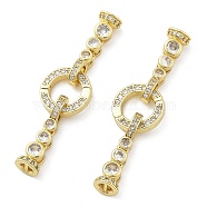 Brass with Clear Cubic Zirconia Fold Over Clasps, Ring, Real 18K Gold Plated, 48mm(KK-Z080-09G)