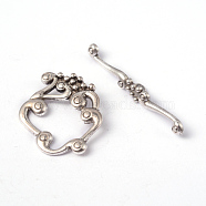 Tibetan Style Toggle Clasps, Lead Free & Cadmium Free, Flower, Antique Silver, 39x26mm, Hole: 2mm(LF1357Y)