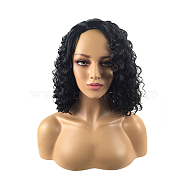 Fashion Ladies Wigs, Heat Resistant High Temperature Fiber, Short & Curly Hair, Black, 15.7 inch(40cm)(OHAR-L010-033)