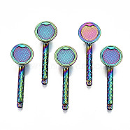 Rainbow Color Alloy Pendants, Cadmium Free & Lead Free, Headset, 38x13x9mm, Hole: 1.4mm(PALLOY-S180-044-RS)