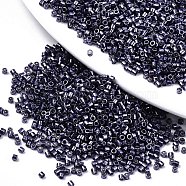 11/0 Grade A Glass Seed Beads, Cylinder, Uniform Seed Bead Size, Metallic Colours, Dark Slate Blue, 1.5x1mm, Hole: 0.5mm, about 20000pcs/bag(SEED-S030-1214)