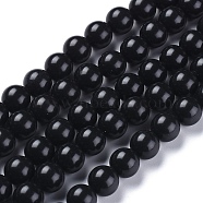 Natural Black Stone Beads Strands, Round, 8mm, Hole: 1mm, about 48pcs/strand, 15.16 inch(38.5cm)(G-I288-A02-8mm)