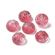 Transparent Spray Painted Glass Beads, Steamed Stuffed Bun Shape, Indian Red, 12x8mm, Hole: 1.2mm(GLAA-I050-09D)