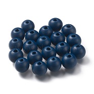 Painted Natural Wood Beads, Round, Marine Blue, 16mm, Hole: 4mm(WOOD-A018-16mm-01)