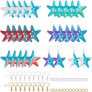 Nbeads DIY Dangle Earring Making Kits, Including Resin Pendants, Brass Earring Hooks & Jump Rings, Starfish, Golden & Silver, 130pcs/box(DIY-NB0005-44)