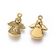 Tibetan Style Alloy Angel Pendants, Lead Free and Cadmium Free, Antique Golden, 22x16.5x5.5mm, Hole: 2mm(GLF1238Y)