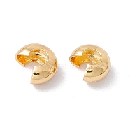 Brass Crimp Beads Covers, Cadmium Free & Lead Free, Real 18K Gold Plated, 5.5x4.5x2.5mm, Hole: 2mm(KK-P219-05B-G02)
