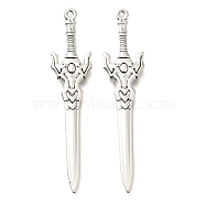 Tibetan Style Alloy Big Pendants, Cadmium Free & Lead Free, Sword Charm, Antique Silver, 58.5x12.5x2.5mm, Hole: 1.5mm, about 238pcs/500g(FIND-G078-32A-AS)