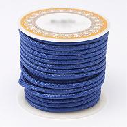 Braided Polyester Cords, Round, Medium Blue, 3mm, about 8.74 yards(8m)/roll(OCOR-D005-13)