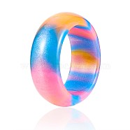 Resin Simple Plain Band Finger Ring with Clouds Pattern for Women, Colorful, US Size 6 1/2(16.9mm)(JR850A)