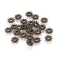 Tibetan Style Spacer Beads, Flower, Antique Bronze, Lead Free & Cadmium Free & Nickel Free, 9x3mm, Hole: 2.5mm(X-MLFH10384Y-NF)