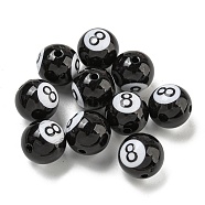 Opaque Acrylic Beads, Billiards, Black, 15.5x15mm, Hole: 2.8mm(SACR-G039-01A)