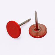 Iron Flat Head Push Pins, Drawing Pins, Thumb Tack, for Home, School, Red, 16.3x10.5mm, Pin: 1.3mm(IFIN-WH0034-52D)
