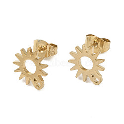 Ion Plating(IP) 304 Stainless Steel Stud Earring Findings, Sun, Golden, 10.5x9.5mm, Hole: 1.2mm, Pin: 0.7x11mm(X-STAS-I206-01G)