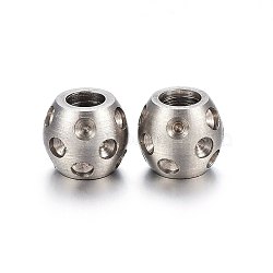 304 Stainless Steel European Bead Rhinestone Settings, Rondelle, Stainless Steel Color, 10x9mm, Hole: 4.5mm, Fit For 2.5mm Rhinestone(STAS-F174-34P)