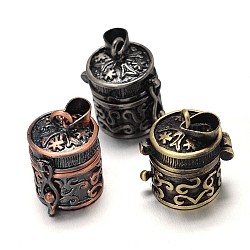 Carved Column Rack Plating Brass Prayer Box Pendants, Wish Box, Mixed Color, 20x14x18mm, Hole: 5x3mm(KK-L101-37)