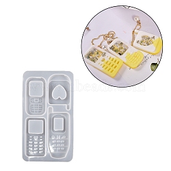 Phone DIY Silicone Quicksand Molds, Resin Casting Molds, for UV Resin, Epoxy Resin Jewelry Making, Heart Pattern, 170x95x11mm, Inner Diameter: 36~41x55~93mm(DIY-G079-06A)