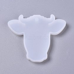 Pendant Silhouette Silicone Molds, Resin Casting Molds, For UV Resin, Epoxy Resin Jewelry Making, Bull Head, White, 68x81x6.5mm(DIY-WH0156-46)