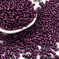 Baking Paint Glass Seed Beads, Metallic Colours, Peanut, Purple, 6x3.5x3mm, Hole: 1mm, about 4500pcs/pound(SEED-L011-12A-13)