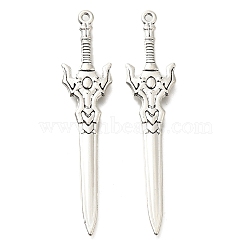 Tibetan Style Alloy Big Pendants, Cadmium Free & Lead Free, Sword Charm, Antique Silver, 58.5x12.5x2.5mm, Hole: 1.5mm, about 238pcs/500g(FIND-G078-32A-AS)