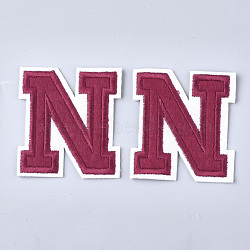 Computerized Embroidery Cloth Iron On Patches, Costume Accessories, Appliques, Letter, Letter.N, 57x52x1.5mm(FIND-T030-064-N)