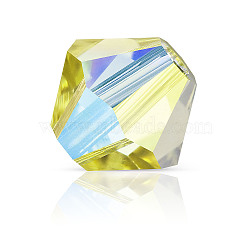 Preciosa&reg Crystal Beads, Czech Crystal, Bicone(451 69 302 Rondelle), 80250 20000 Acid Yellow AB 2x, 4mm, Hole: 0.8mm(X-PRC-BA4-80250-20000)