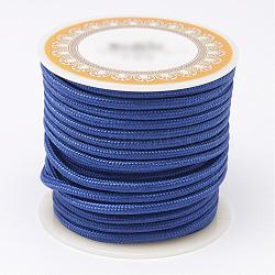Braided Polyester Cords, Round, Medium Blue, 3mm, about 8.74 yards(8m)/roll(OCOR-D005-13)