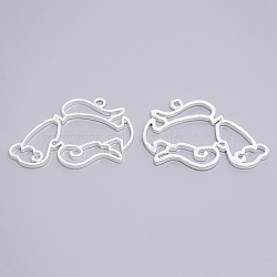 Alloy Open Back Bezel Pendants, For DIY UV Resin, Epoxy Resin, Pressed Flower Jewelry, Cadmium Free & Lead Free, Aquarius, Silver, 37x41x2.5mm, Hole: 2mm(PALLOY-WH0081-39)