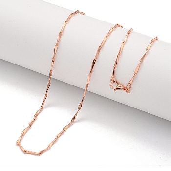 Triangle Brass Link Chain Necklaces for Women, Rose Gold, 17.72 inch(450mm)