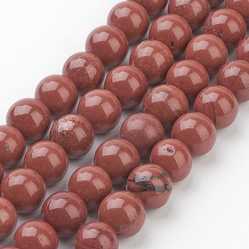 Natural Red Jasper Round Beads Strands, FireBrick, 8mm, Hole: 1mm, about 47pcs/strand, 16 inch