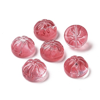 Transparent Spray Painted Glass Beads, Steamed Stuffed Bun Shape, Indian Red, 12x8mm, Hole: 1.2mm