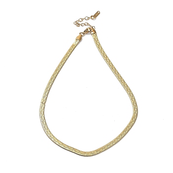 Ion Plating(IP) 304 Stainless Steel Herringbone Chain Necklace, Real 18K Gold Plated, 15.75 inch(40cm)
