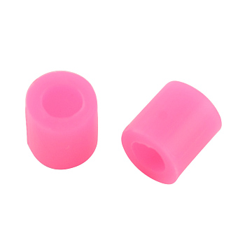 PE DIY Melty Beads Fuse Beads Refills, Tube, Hot Pink, 8.5~9x9~9.5mm