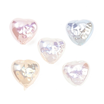 Electroplated Glass Imitation Pearl Beads, Heart, Mixed Color, 13~13.5x14~14.5x8~8.5mm, Hole: 1~1.2mm
