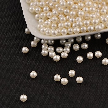 Imitation Pearl Acrylic Beads, No Hole, Round, Beige, 5mm, about 5000pcs/bag