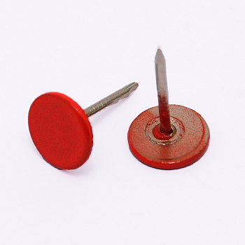 Iron Flat Head Push Pins, Drawing Pins, Thumb Tack, for Home, School, Red, 16.3x10.5mm, Pin: 1.3mm
