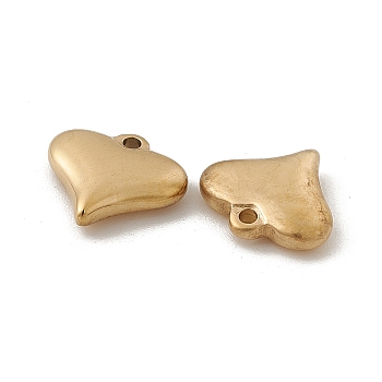 Vacuum Plating 201 Stainless Steel Charms, Heart Charm, Real 18K Gold Plated, 13x14x3.5mm, Hole: 1.5mm
