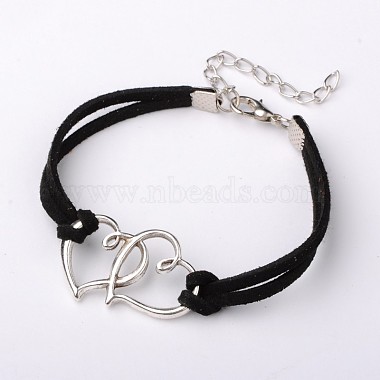 Bracelets en alliage à double lien coeur pour la Saint Valentin(BJEW-JB01530)-2