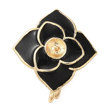 Real 18K Gold Plated Black Flower Brass Fold Over Clasps