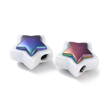 UV Plating Rainbow Iridescent Acrylic Beads(OACR-H112-19A)-2