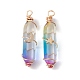 2Pcs 2 Style Two Tone Glass Double Terminated Point Beads Pendants Set(PALLOY-JF02538-02)-1