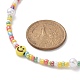 Glass Seed & Acrylic Smiling Face & Imitation Pearl Beaded Necklace for Women(NJEW-JN04292)-5