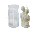 DIY Lovers Candle 3D Bust Portrait Silicone Molds, for Half-body Sculpture Scented Candle Making, White, 12.4x4.4x7cm, Inner Diameter: 59x38mm.(DIY-H001-07)