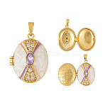 1Pc Brass Micro Pave Cubic Zirconia Locket Pendants, with Enamel, Oval, Golden, 22.5x17x9mm, Hole: 4x2.5mm, Inner Diameter: 16.5x12mm(KK-TADJ0001-07)
