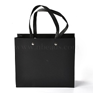 Rectangle Paper Bags, with Nylon Handles, for Gift Bags and Shopping Bags, Black, 21x0.4x18cm(CARB-O004-02A-06)