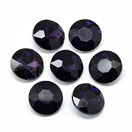 Pointed Back Glass Rhinestone Cabochons, Back Plated, Faceted, Flat Round, Purple, 10x4.5~5mm(RGLA-T029-10mm-17)