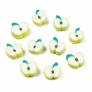 Handmade Polymer Clay Beads, Apple, Champagne Yellow, 8~10x8~11x3~5mm, Hole: 1.2~1.5mm(CLAY-S096-003A)