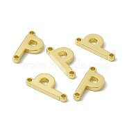Rack Plating Brass Connector Charms, Real 18K Gold Plated, Long-Lasting Plated, Cadmium Free & Nickel Free & Lead Free, Letter Links, Letter.P, 14x6.5x1.5mm, Hole: 1mm(KK-C007-38G-P)