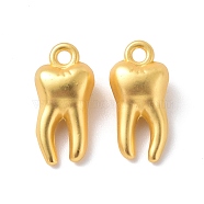 Rack Plating Alloy Charms, Cadmium Free & Lead Free & Nickle Free, Tooth Charm, Matte Gold Color, 15x7.5x5.5mm, Hole: 1.6mm(X-FIND-I036-49MG)