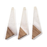 Resin & Wood Pendants, Triangle Charms, White, 49x14.5x3.5mm, Hole: 2mm(WOOD-F015-15B)